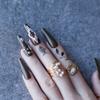MqpQ Gel Deep Olive Green Bling Crystal Luxury Acrylic Nails Fake Nails Ballet UV Glossy Reuse Black Box Extra Coffin False Nails view 3