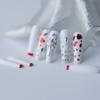 MqpQ Luxury White Coffin False Nails Red Outline French Rhinestone Fake Nails Box Press On Nails Ballet view 1