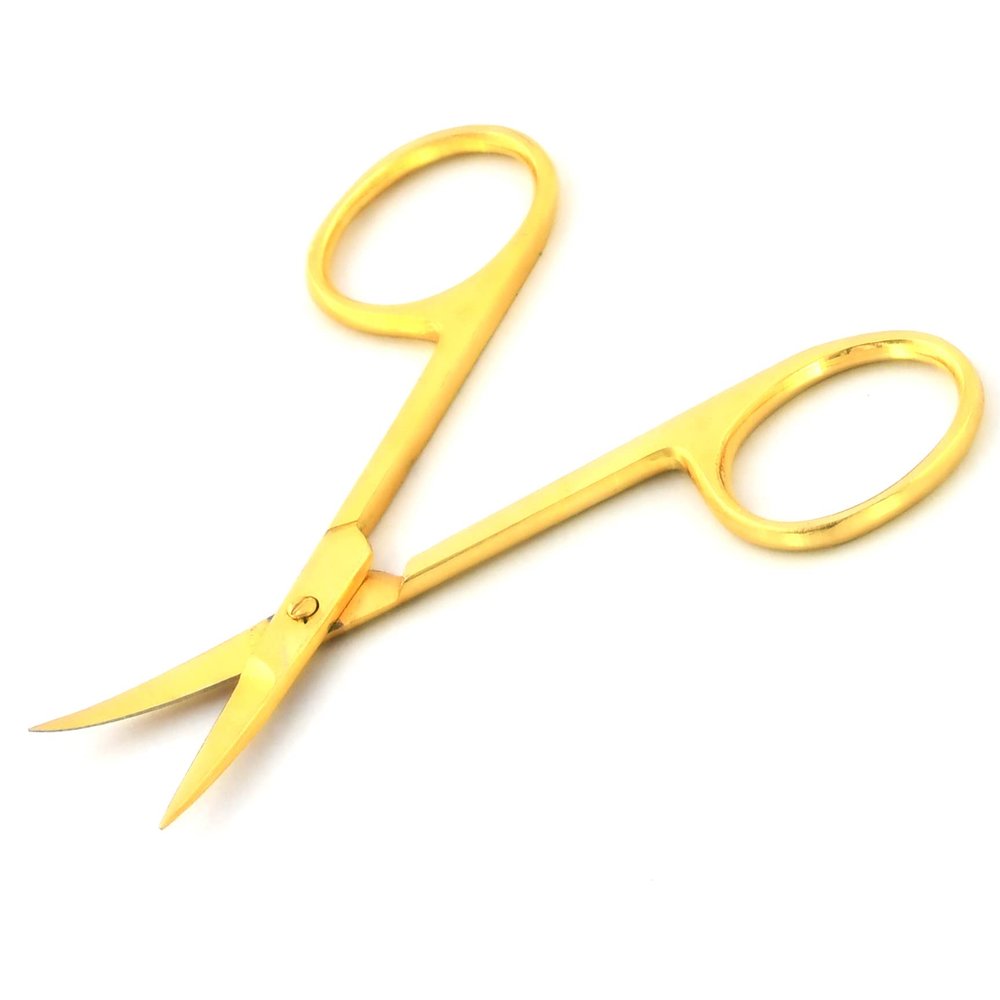 AAProTools Nail Cutter Scissors, Multi-purpose Sharp Curved Blade Stainless Steel Manicure Cuticle Pedicure & Toenail Grooming Tool, Eyebrows/Eyelash Use, 3.5" (Gold) BTS-639