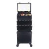 DWLOMHE Lighted Cosmetics Rolling Case and Tilt Mirror Lighted Cosmetics Organizer Storage Case Box Professional Artist Trolley Studio Free Standing Case view 1