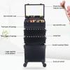 DWLOMHE Lighted Cosmetics Rolling Case and Tilt Mirror Lighted Cosmetics Organizer Storage Case Box Professional Artist Trolley Studio Free Standing Case view 4