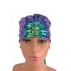 Turn Up Ponytail Medical Scrub Cap  Watermelon  Mermaid Scales - Dr. Hats, Nurses Hats. Scrub Hat for Women Blue view 3