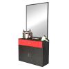Artist hand Wall Mount Salon Station Barber Stations Styling Station with Vanity Mirror Barber Beauty Spa Salon Equipment(Black/red) view 1