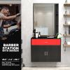 Artist hand Wall Mount Salon Station Barber Stations Styling Station with Vanity Mirror Barber Beauty Spa Salon Equipment(Black/red) view 3