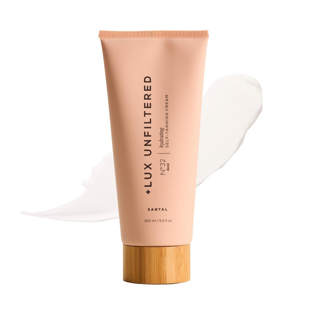 + Lux Unfiltered N32 Gradual Self Tanner, Hydrating Self Tanning Lotion with Shea Butter & Squalane - Non-Sticky, No Transfer, Natural-Looking Tan - Vegan & Cruelty-Free Sunless Tanner - Santal