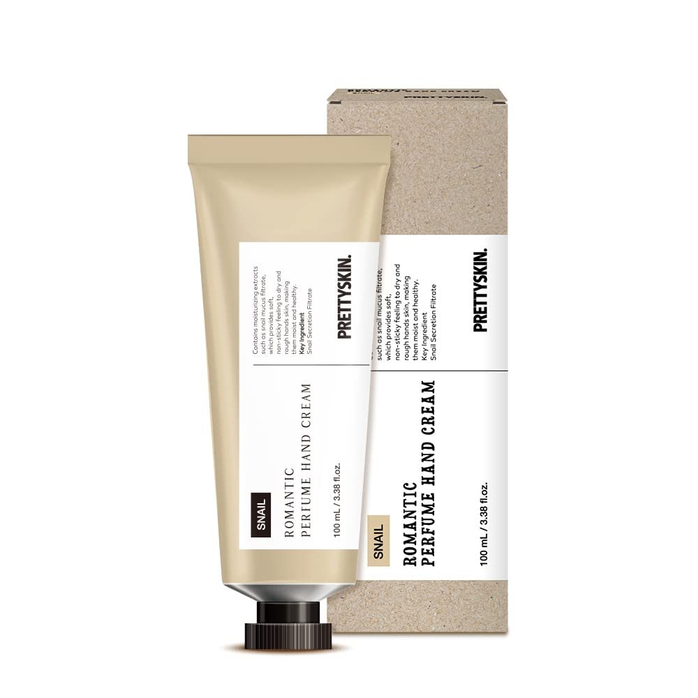 PRETTYSKIN Romantic Perfume Hand Cream for Dry Hands  Lightweight, Non-Sticky Formula, Quick-Absorbing Moisture, Soft Finish with Subtle Scent  3.38 fl.oz (Snail)