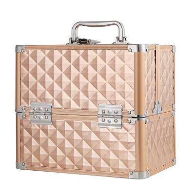 DMCESWFC for/Travel,Portable/Lockable/Makeup Train Case,Mirror/with Handle/Waterproof/Makeup Artist Box (Gold)