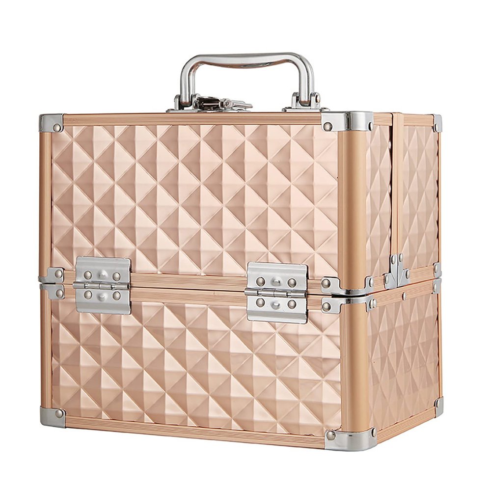 DMCESWFC for/Travel,Portable/Lockable/Makeup Train Case,Mirror/with Handle/Waterproof/Makeup Artist Box (Gold)