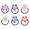 Lurrose Plumeria Hair Ties 24PCS Soft Ceramic Hair Ring Colorful Flower Hair Rope Hawaiian Flower Hair Accessory for Wedding Beach Party Vacation view 1