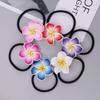Lurrose Plumeria Hair Ties 24PCS Soft Ceramic Hair Ring Colorful Flower Hair Rope Hawaiian Flower Hair Accessory for Wedding Beach Party Vacation view 3