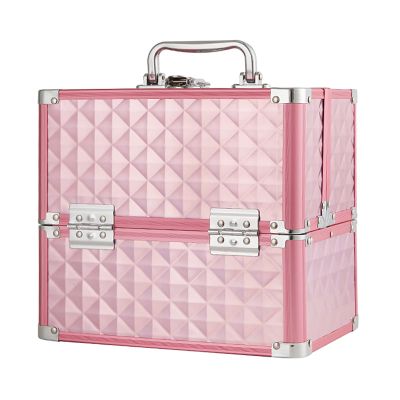 DMCESWFC for/Travel,Portable/Lockable/Makeup Train Case,Mirror/with Handle/Waterproof/Makeup Artist Box (Pink)