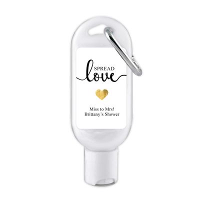 Personalized Sunscreen, Mini Sunscreen, Gold Heart Wedding, Custom Sunscreen, Wedding Favor Sunscreen, Sunscreen Favors with Carabiner - Set of 12