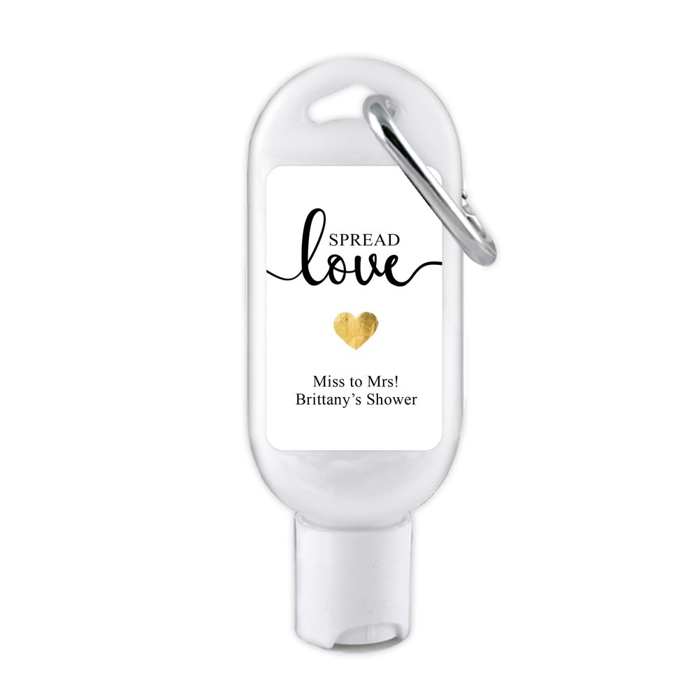 Personalized Sunscreen, Mini Sunscreen, Gold Heart Wedding, Custom Sunscreen, Wedding Favor Sunscreen, Sunscreen Favors with Carabiner - Set of 12