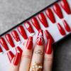 MqpQ 24 pieces Christmas Reindeer False Nails Hand Painted Elk Red 3D Acrylic Crystal DIY Style Art Fake Nalis Tips Press On Nails view 2