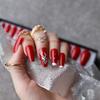 MqpQ 24 pieces Christmas Reindeer False Nails Hand Painted Elk Red 3D Acrylic Crystal DIY Style Art Fake Nalis Tips Press On Nails view 4