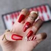 MqpQ Christmas Candycane Coffin False Nails With Box Acrylic Crystal DIY Style Art Fake Nalis Tips Press On Nails Snow Christmas Hat view 3