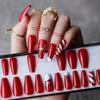 MqpQ Christmas Candycane Coffin False Nails With Box Acrylic Crystal DIY Style Art Fake Nalis Tips Press On Nails Snow Christmas Hat view 4