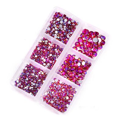 1200pcs Mix Sizes Glass Crystal AB Non Hotfix Rhinestone Set Nail Art Rhinestones for DIY Decorations (Color : 0004)