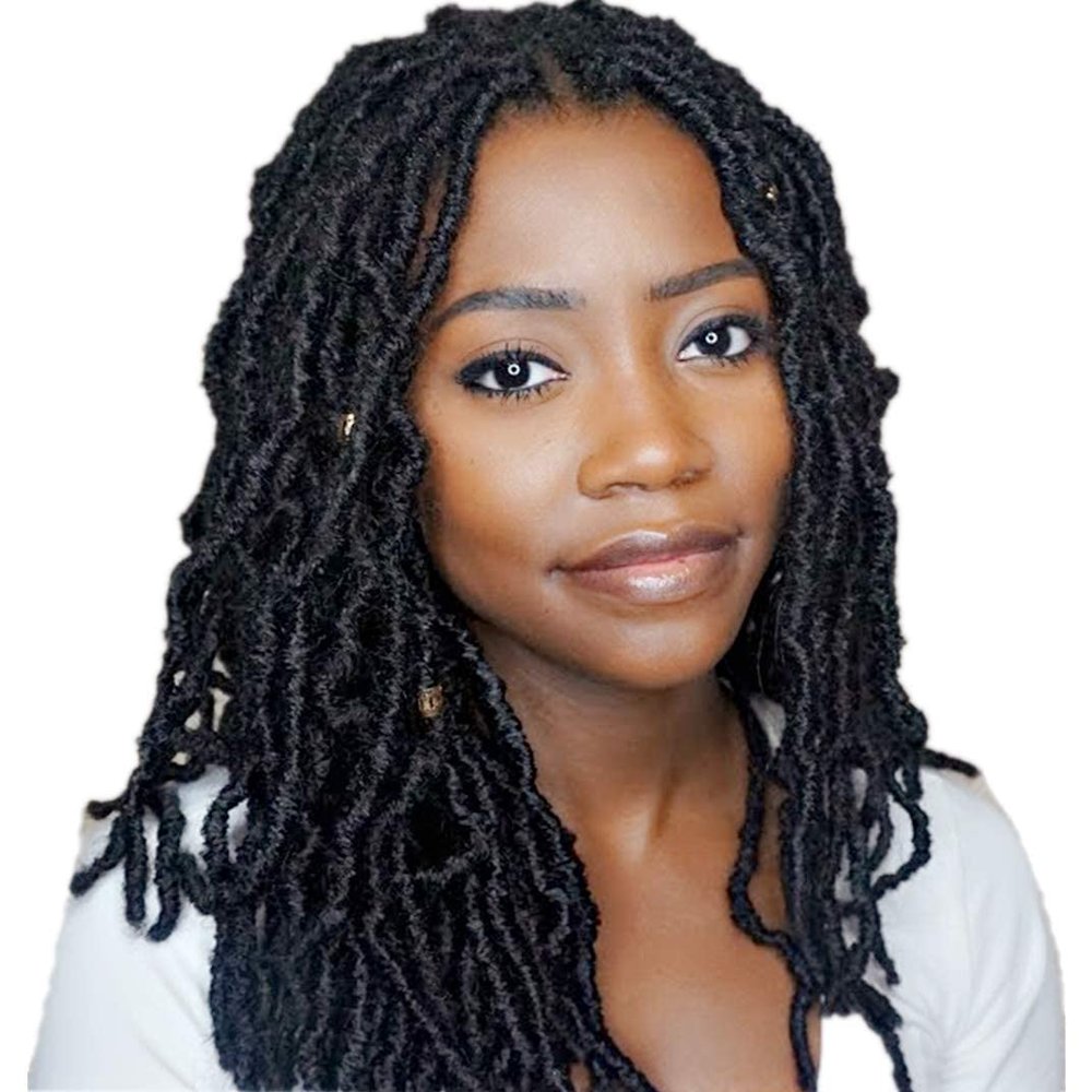 14 Inch Soft Locs Crochet Hair 6 Packs Short Straight Pre-looped New Faux Locs Crochet Hair, 1#(Jet Black)