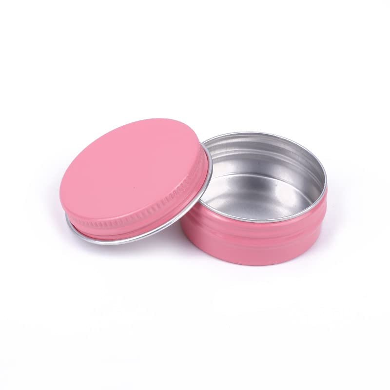 30pcs 5/10/15/20/30/50g Rosegold Round Empty Silver Aluminum Tin Spice Candle Jars Cosmetic Lip Balm Container Refillable Bottle (Pink-15g)