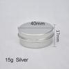 30pcs 5/10/15/20/30/50g Rosegold Round Empty Silver Aluminum Tin Spice Candle Jars Cosmetic Lip Balm Container Refillable Bottle (Silver-15g) view 2