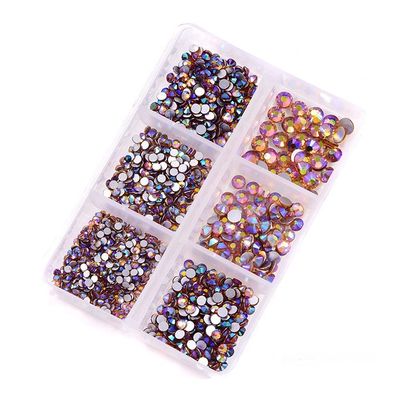 1200pcs Mix Sizes Glass Crystal AB Non Hotfix Rhinestone Set Nail Art Rhinestones for DIY Decorations (Color : 0015)