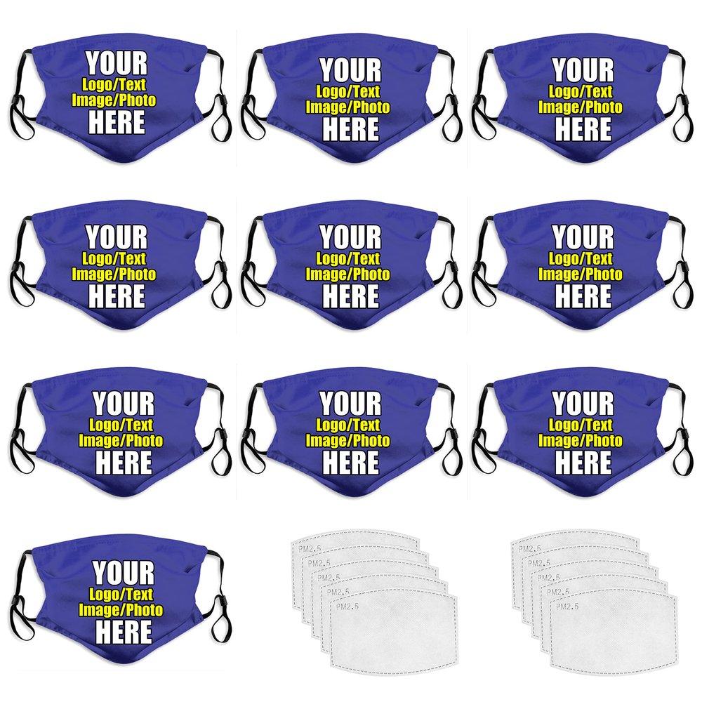 10 PCS Customized Cotton Face Mask Unisex Women Men Kids Adults