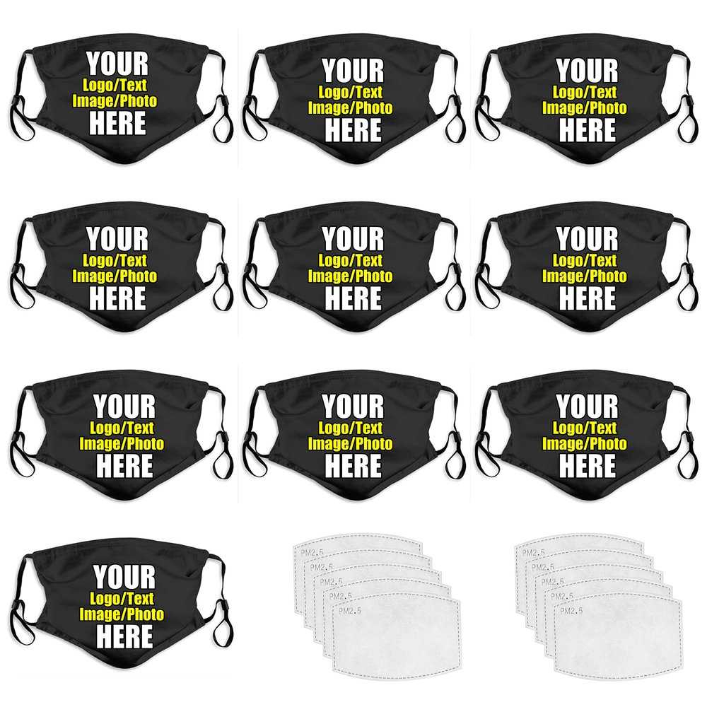 10 PCS Custom Face Mask Gift Set Made In Usa Double Layer Breathable Unisex Women Men Kids Adults