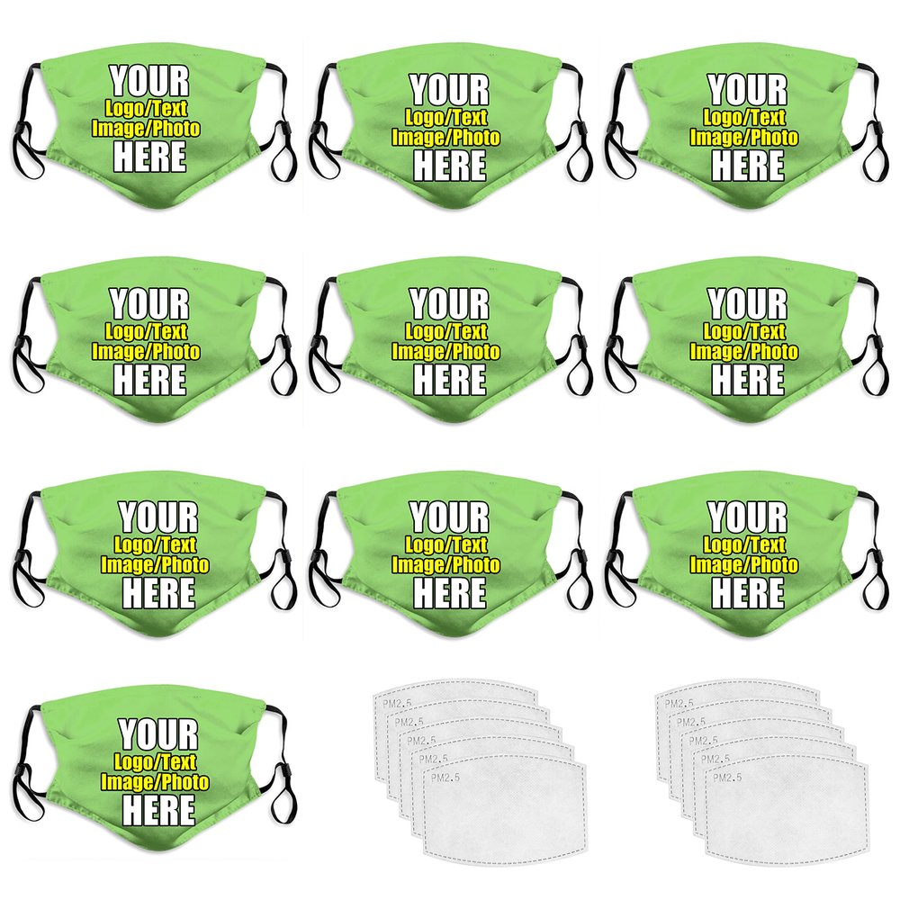 10 PCS Customized Cotton Face Mask Unisex Women Men Kids Adults