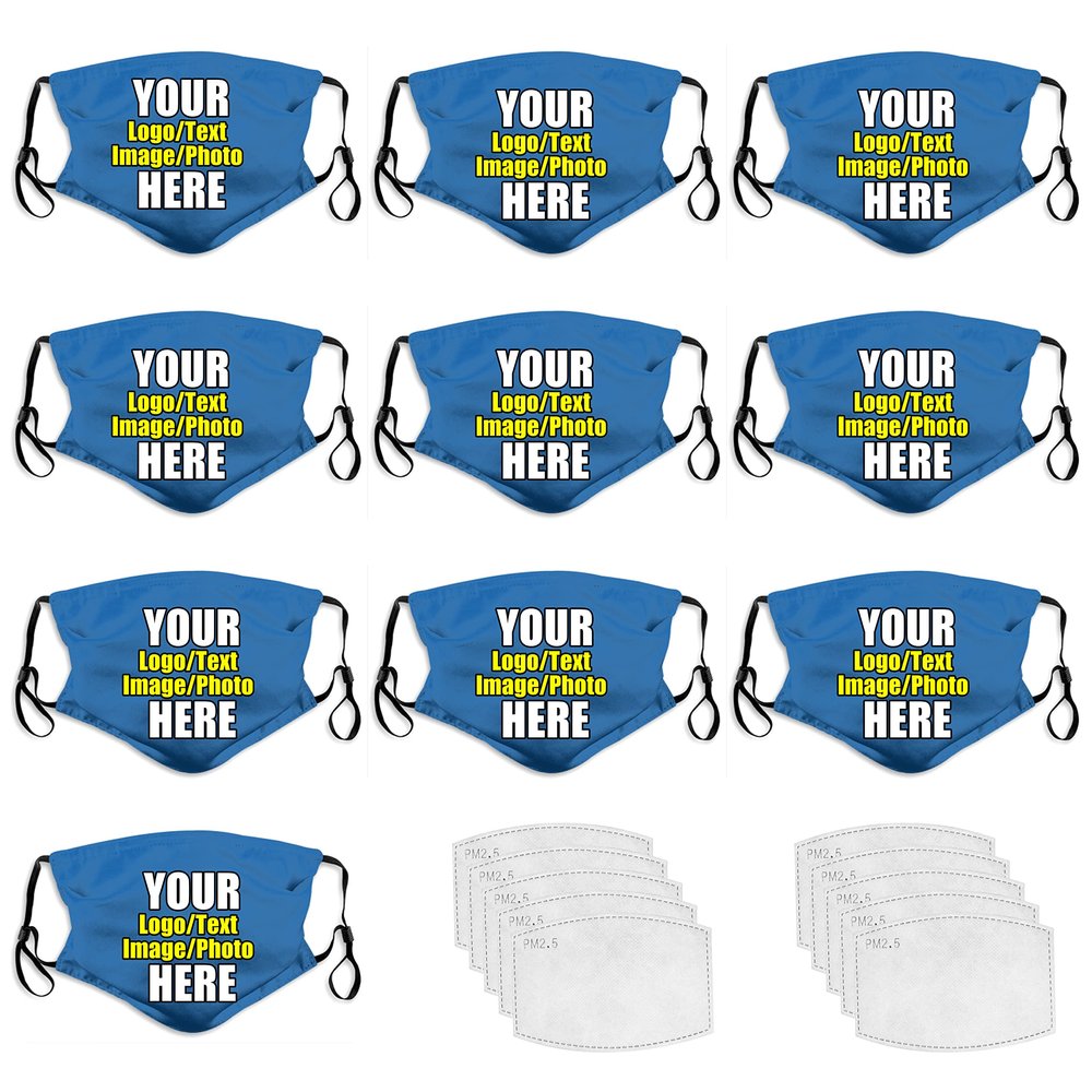 10 PCS Custom Face Mask Gift Set Made In Usa Double Layer Breathable Unisex Women Men Kids Adults