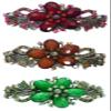 Set of 3 jcgy Large Barrettes Sparkly Crystals Thick Hair Hairclips for Women 0052-3brownGreenRed view 1
