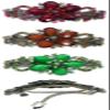 Set of 3 jcgy Large Barrettes Sparkly Crystals Thick Hair Hairclips for Women 0052-3brownGreenRed view 2