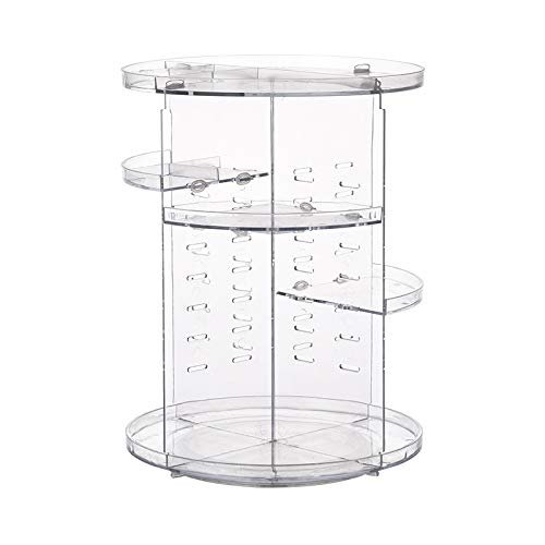 AFULILI Makeup Organizer Box 360 Rotating Perfume Stand Bathroom Storage Cosmetics Display Stand Space Saving and Large Capacity Case (Transparent)