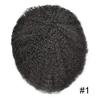 Afro curly toupee for black men full poly african american human hair systems injected pu hairpiece Durable skin kinky curly mens wigs(8"x 10", 1# Jet Black-10MM Afro Wave Curl) view 2