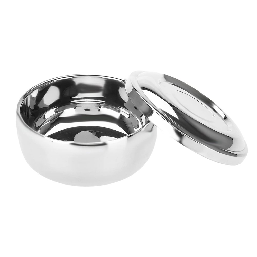 AYNEFY Shaving Soap Bowl, Portable Universal Men Stainless Steel Beard Shaving Soap Bowl Shaving Mug Container with a Mirror for Travel, Salon and Home Use