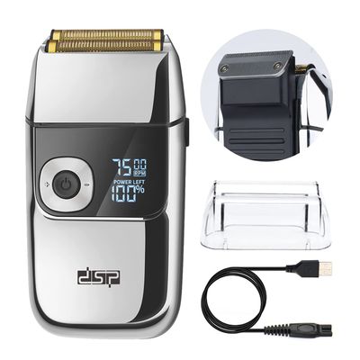 DSP Electric Razor for Men - 2 in 1 Bald Shaver with 2 Foil Head and Precision Trimmer - Rechargeable 3-Speed Barber Shaver with LED Digital Display (Silver)