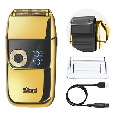 DSP Bald Shaver for Men Shavers for Men 2 in1 Barber Shaver with Precision Trimmer 3-Speed Electric Razor with LED Digital Display Stainless Steel (Gold)