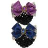 Beaupretty 2pcs Bowknot Snood Net Barrette Knit Mesh Fabric Hairnet Hair Clip Bun Cover Lace Bow Decor Butterfly Bun Bow Headdress for Lady Women Dance Office A view 1