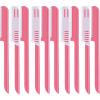 10 Pieces Eyebrow Razor for Women Facial Shaver Razor Brow Shaper Eyebrow Trimmer Dermaplaner Shaping Tool with Cover (Pink) view 1