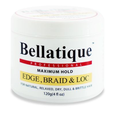 BELLATIQUE Edge, Braid, & Loc Maximum Hold Edge Control & Braiding Gel (4 oz) Natural, Relaxed, Dry, Dull Hair - No Flaking or Whitening, Fast Drying, High Shine
