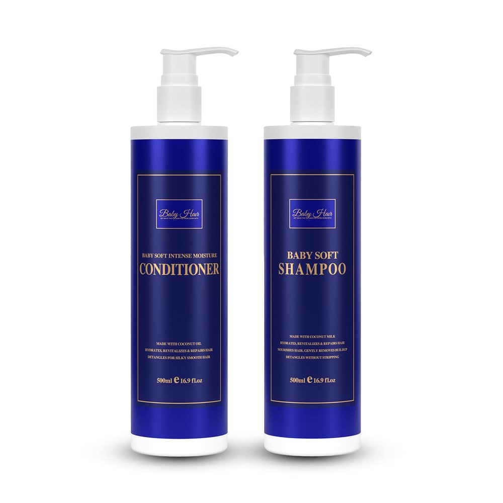 Baby Hair, Coconut Tress Intense Moisture Shampoo and Conditioner Duo - Hydrating Hair Care for All Hair Types Count Pack 33.8oz.