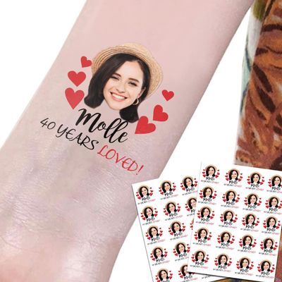 20pcs Personalized Temporary Stickers Tattoos Birthday Wedding Bachelor Party Gift, Custom Face Temporary Tattoo With Face and Name for Bride Fiancee, Gift for Wife Girlfriend Women Her Birthday