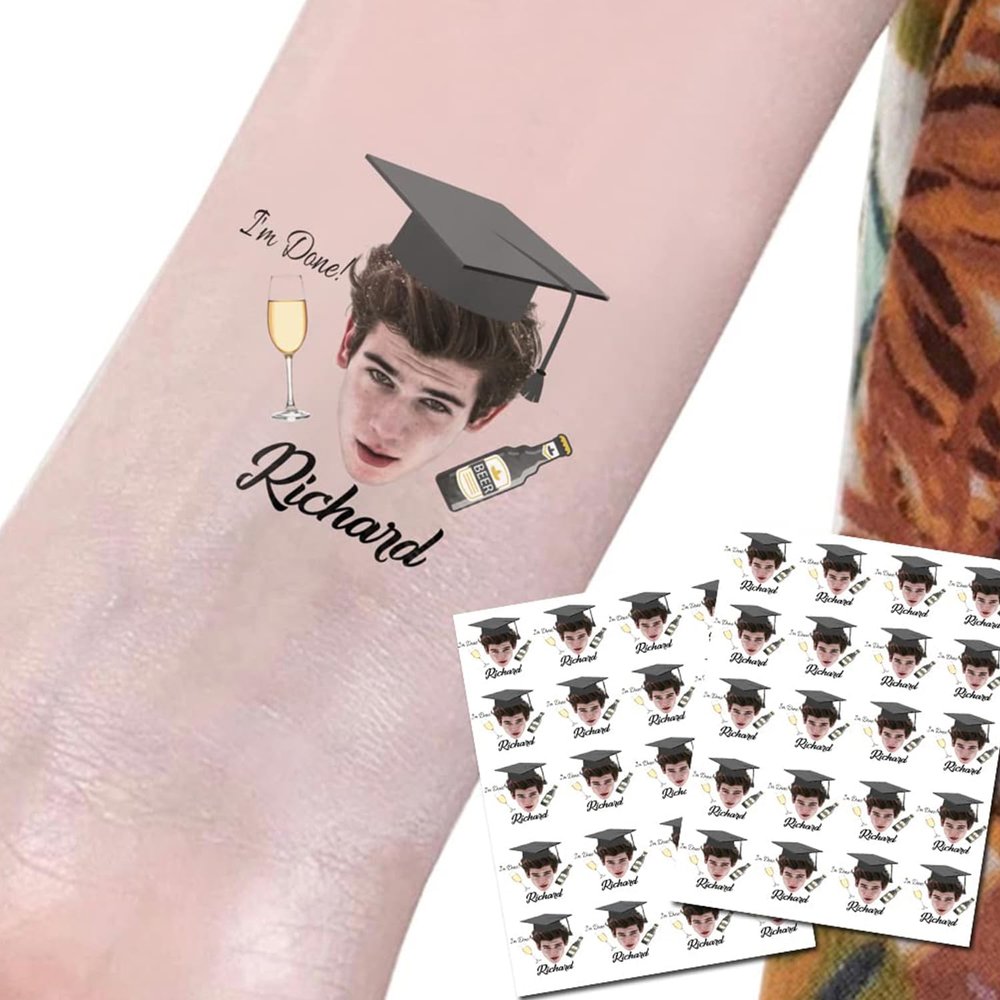 20pcs Celebrate Our Graduation Sticker Face Tattoos, Graduation Party Gift, Custom Picture Photo Face Tattoos for Colleges Graduation University, Graduation Party Favor Supplies Decorations