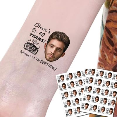20pcs Personalized Birthday Wedding Bachelor Party Temporary Stickers Tattoo, Custom Face Temporary Tattoos With Face and Name, Gift for Groom Fiance, Birthday Gift for Husband Boyfriend Men Him