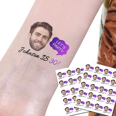 Kullder 20pcs Personalized Birthday Wedding Bachelor Party Temporary Stickers Tattoo, Custom Face Temporary Tattoos With Face and Name for Groom Fiance, Gift for Husband Boyfriend Men Him