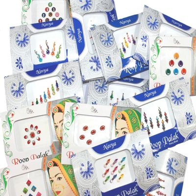 12pc Multiclored Forehead Indian Reusable Bindi Multicolored Bindi with Crystals | Bridal Forehead Decor | Belly Decor | Temporary Tattoo | Body Art | Jewel Decor | Crafts Stickers
