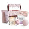 Natural Amor Relaxation Spa Gift Set for Women, 5 Piece Bath & Body Box with Candle, Hand Cream, Bath Bombs & Headband, Self Care Gift for Her view 1