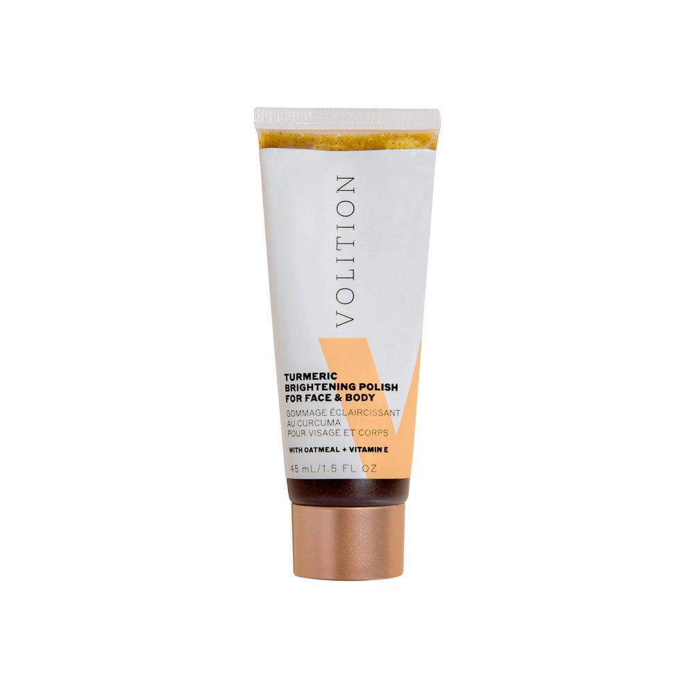Volition Beauty Turmeric Brightening Polish with Oatmeal + Vitamin E | Physical Scrub to Exfoliate Face & Body | Removes Dead Skin, Smooths, Boosts Luminosity & Glow | Non-Stain Formula (1.5 fl oz)