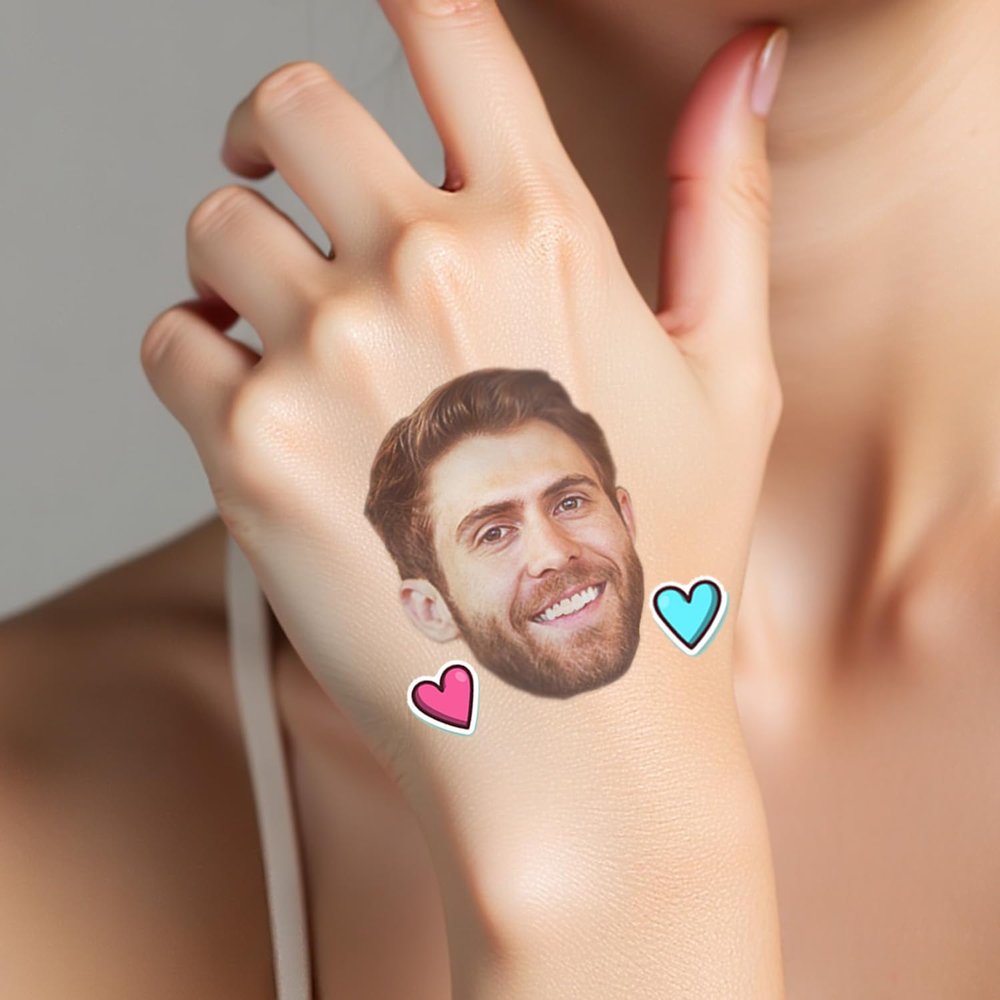 20pcs Custom Fun Photo Sticker Tattoos for Wedding Bachelor Birthday Party, Party Favors Supplies Decorations, Men Temporary Tattoos With Face and Name, Gift for Men Dad Husband Boyfriend Him Groom