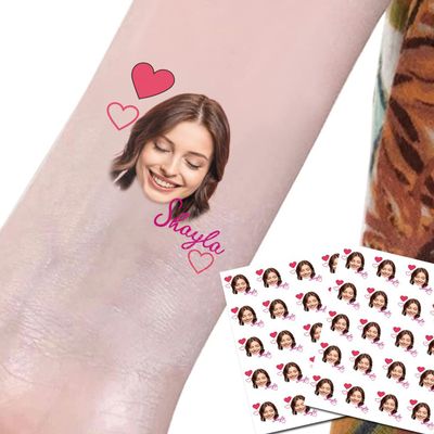 Personalized 20pcs Birthday Wedding Bachelor Party Temporary Stickers Tattoos for Women, Fake Tattoos, Custom Face Temporary Tattoo With Face and Name, Gift for Bride Fiancee Wife Girlfriend Women Her